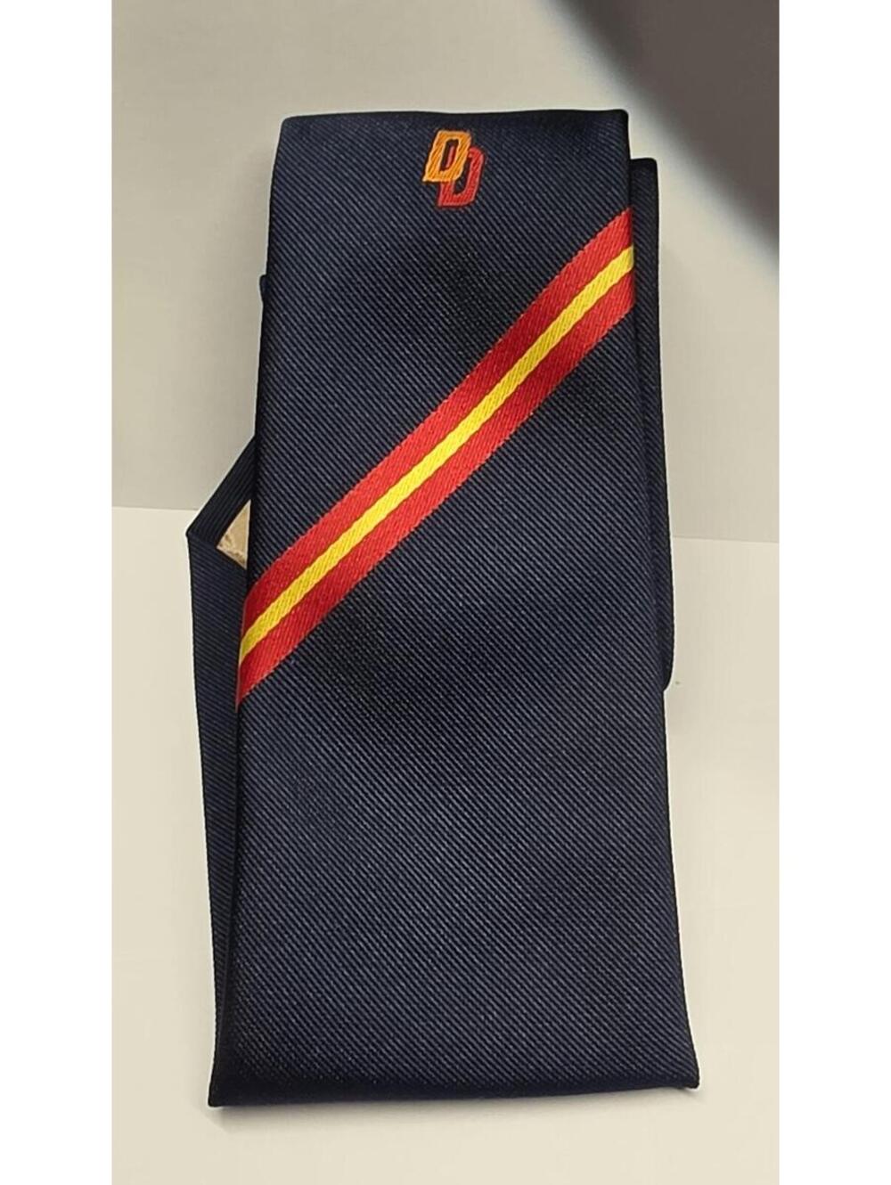 Badger Navy Diagonal Stripe Polyester Necktie Made in England